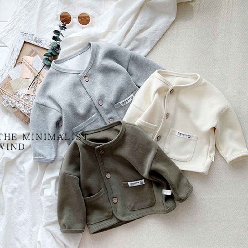 Áo Khoác Cardigan Dáng Rộng Cổ Tròn Thoải Mái Đa Năng Cho Bé Trai Và Gái Mới