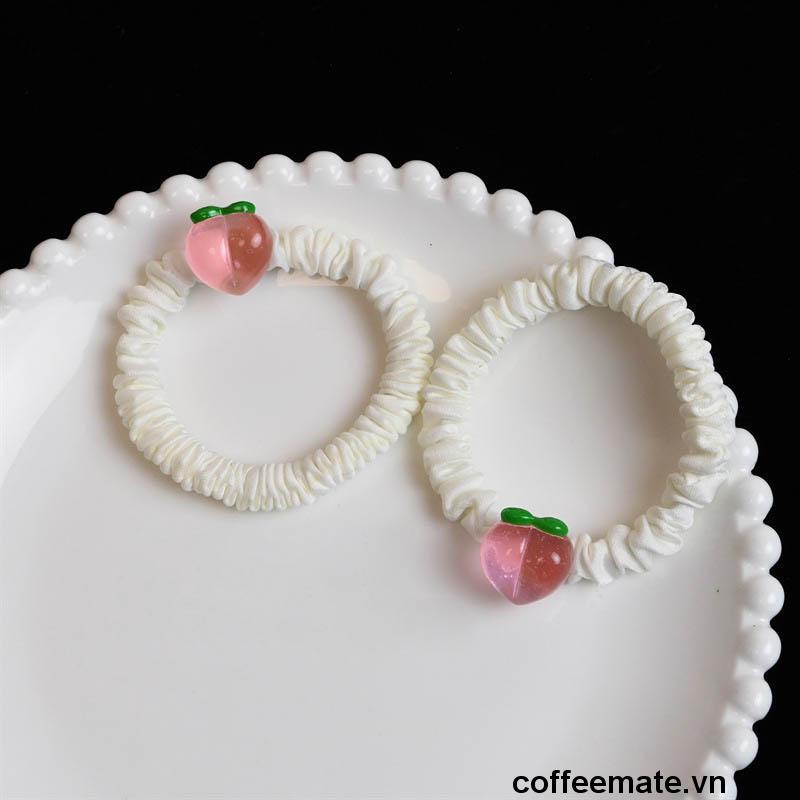 【coffeemate】⚡ Dây Buộc Tóc In Họa Tiết Quả Đào Thời Trang Cho Nữ