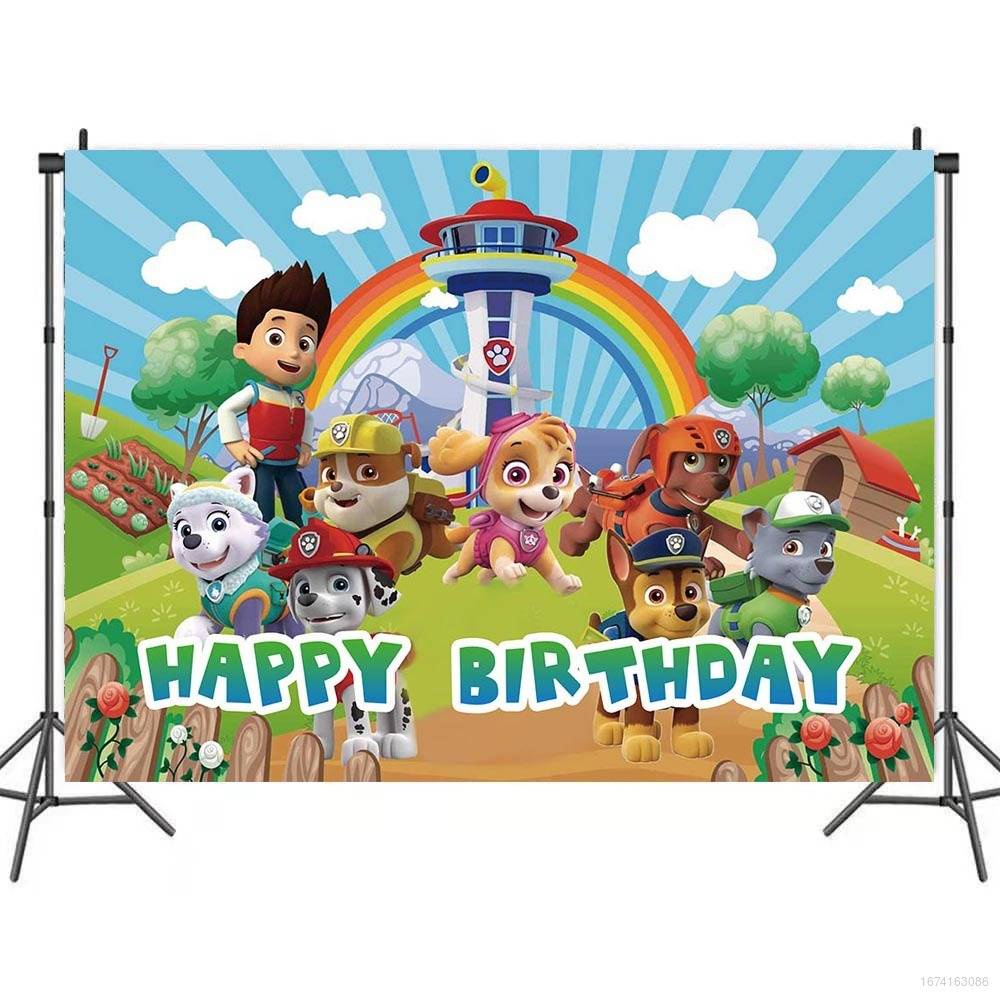 Tấm Vải Phông Nền Chụp Ảnh Chủ Đề Hoạt Hình PAW Patrol Dành Cho Bé
