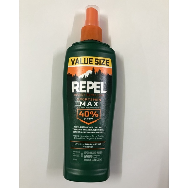 Xịt xua muỗi, côn trùng Repel Insect Repellent Sportsmen Max Formula Spray Pump 40% DEET 222ml - Mỹ