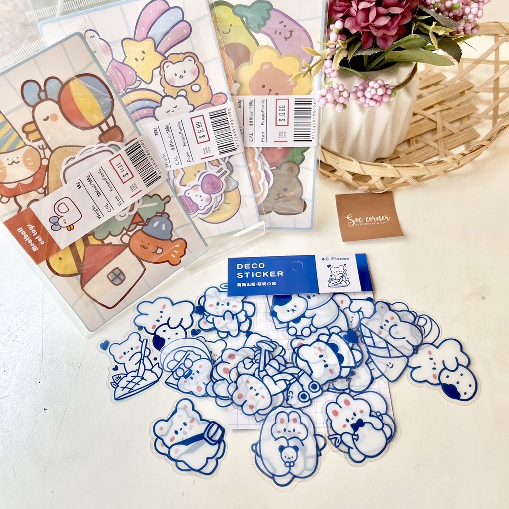 Túi Sticker PVC cute Deco 40 miếng