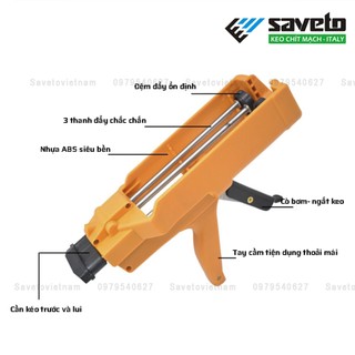 Súng bơm keo 2 thành phần , Súng bắn keo chà ron 2 thành phần bơm keo chít mạch Saveto