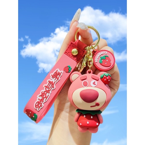 Móc khoá gấu dâu losto loại lớn size to dành cho móc khoá xe, khoá cửa cute