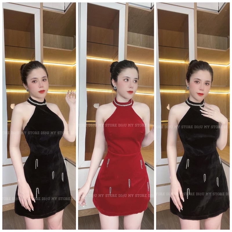 Đầm nhung yếm