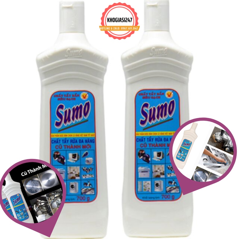 Chai dung dịch tẩy rửa đa năng Sumo 700g/ Dung dịch tẩy rỉ sét inox, kim loại làm sạch các vết dơ ố vàng trên bếp
