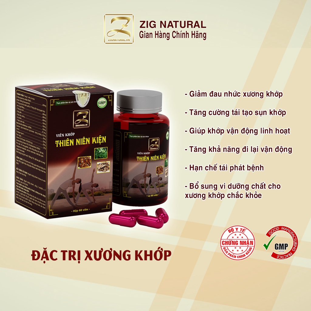 Viên khớp Thiên Niên Kiện, 60 viên, giảm đau nhức xương khớp, viêm khớp, thoái hóa khớp, thoát vị đĩa đệm | Zig Natural