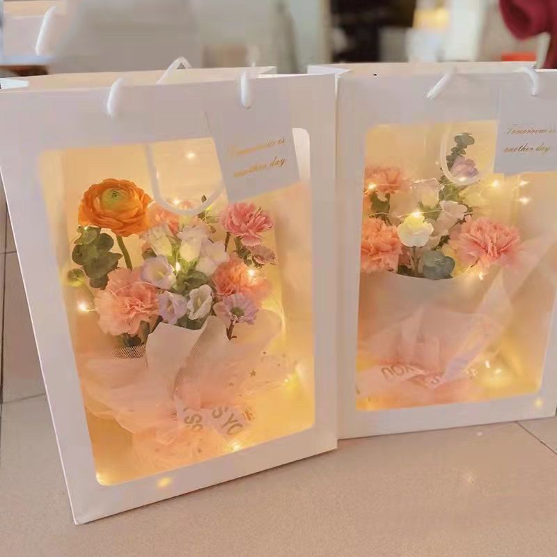 Túi Đựng Quà Giấy 1 Mặt Kính Trong Suôt Đựng Hoa, Đựng Quà Tặng Độc Đáo Sáng Tạo