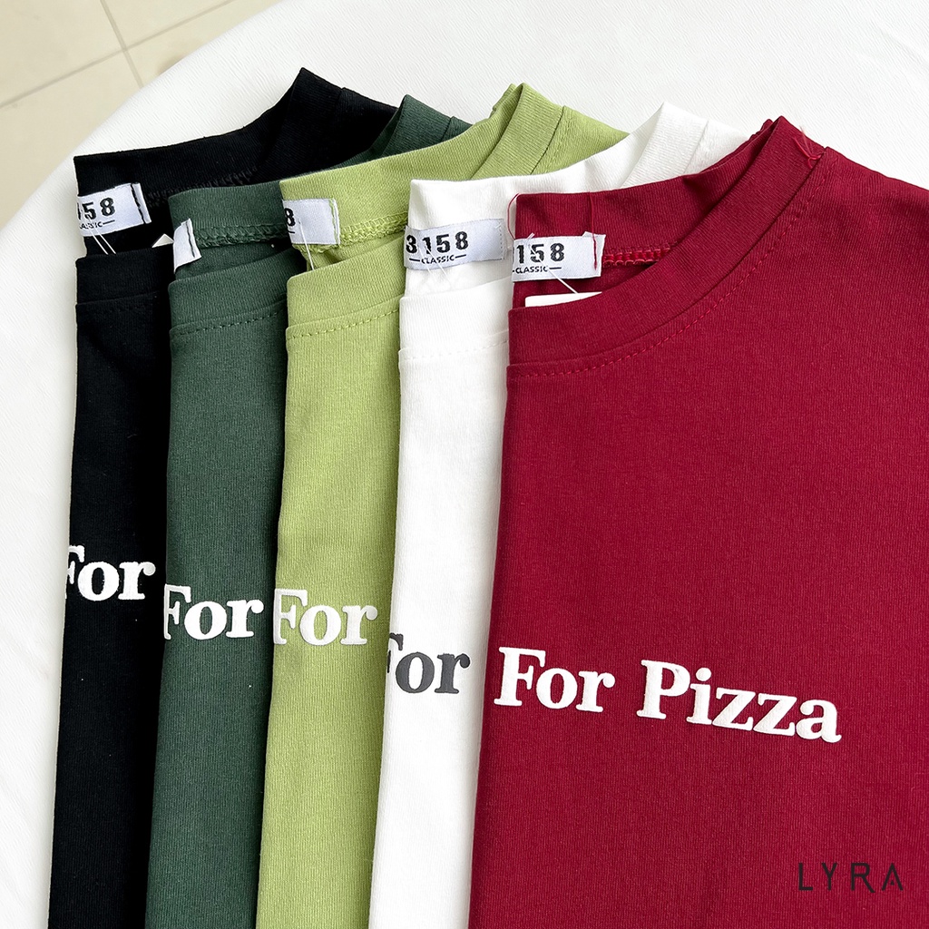 Áo phông nữ Famous For Pizza LYRA, thun basic cổ tròn form rộng Free size tay lỡ phong cách Hàn Quốc - VSYAP0380