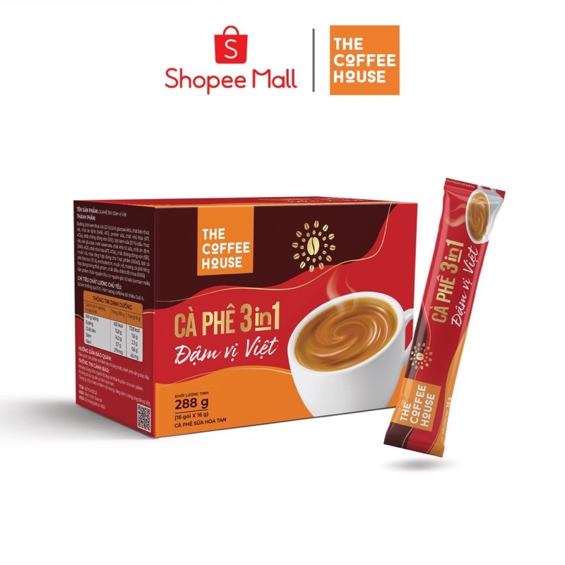 Combo 3 Hộp Cà phê 3IN1 Đậm vị Việt The Coffee House (18 gói x 16 g)