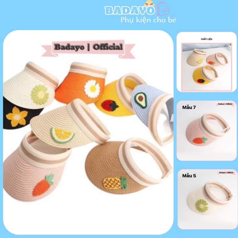 Mũ cho bé trai gái mẫu mũ cói hở đầu thời trang trẻ em BADAYO SA131