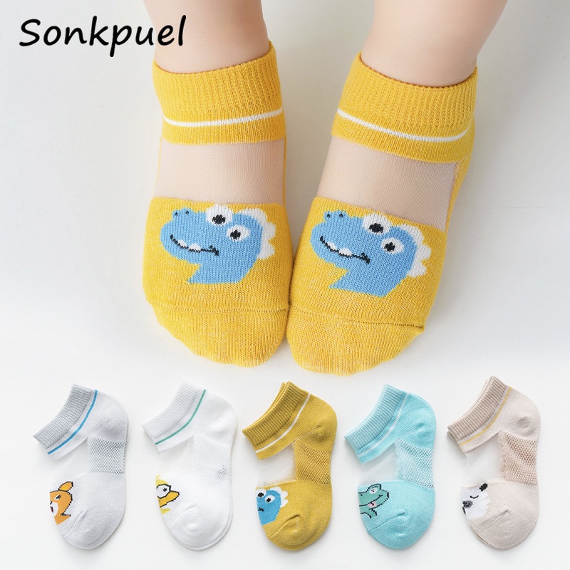 Set 5 Đôi Vớ Cotton Phối Lưới Thoáng Khí Dành Cho Các Bé
