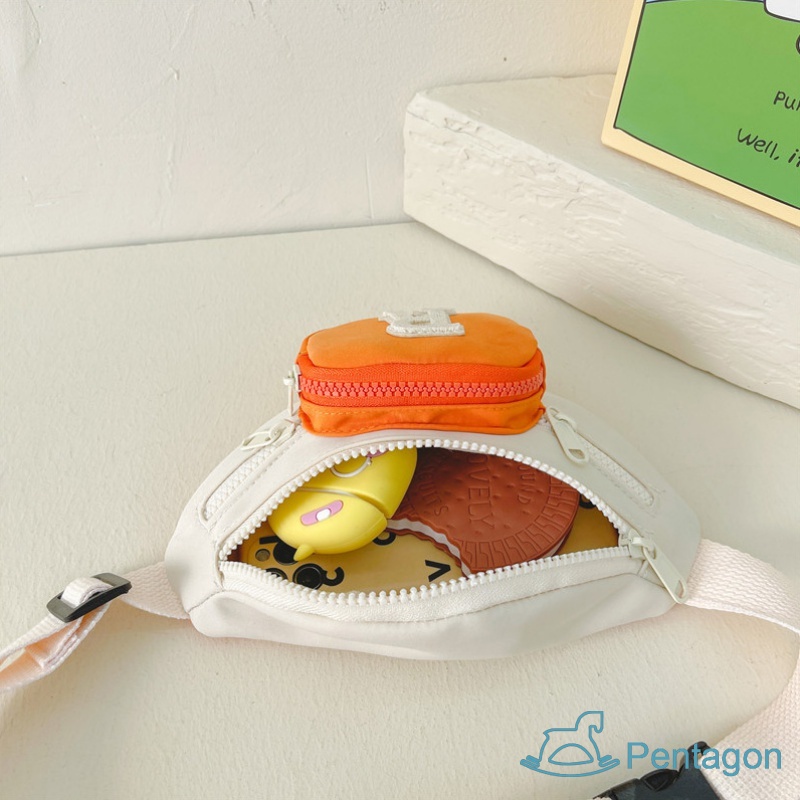 Túi Đeo Chéo Ngực In Chữ Phối Màu Tương Phản Thời Trang Cho Bé