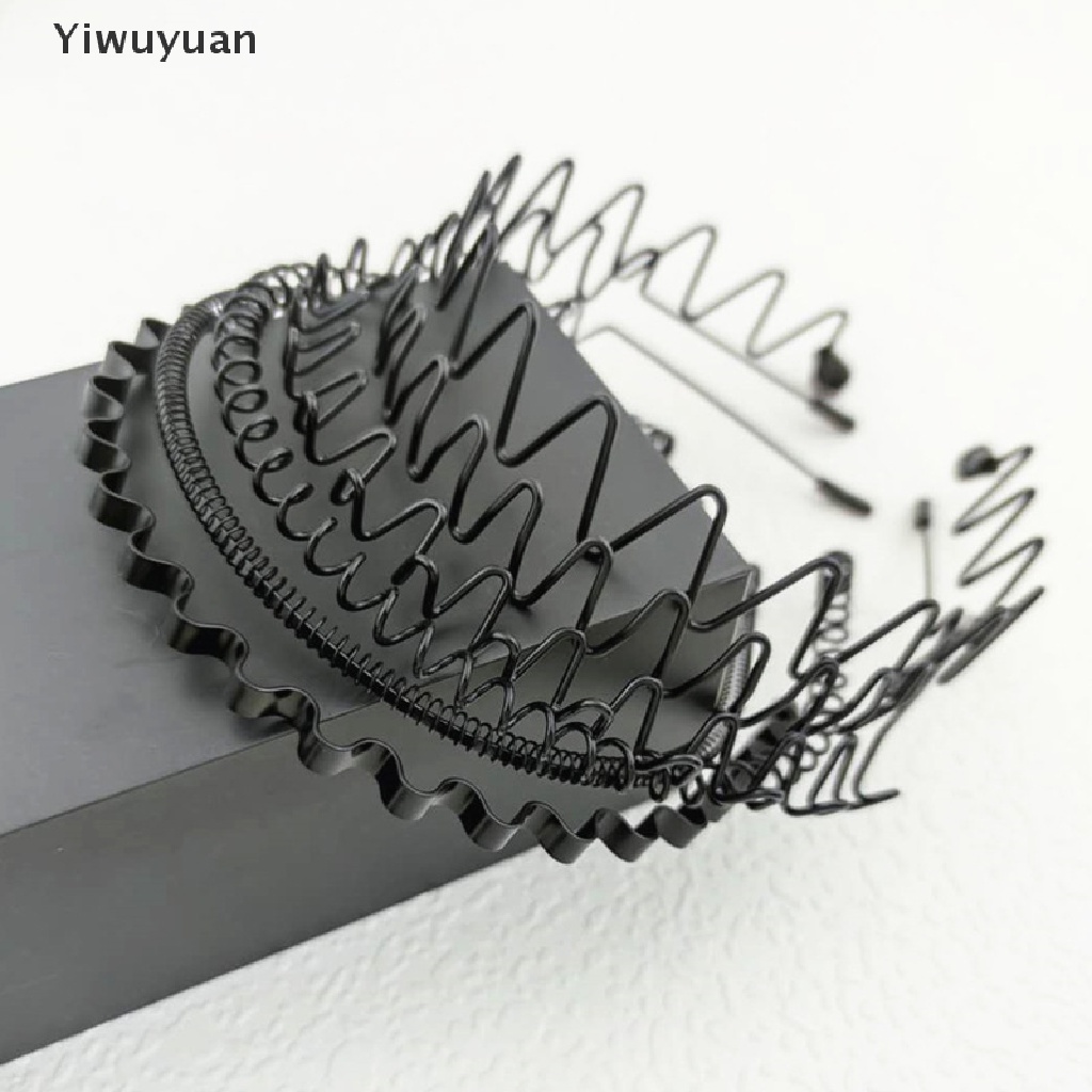 < Yiwuyuan > Băng Đô Cài Tóc Unisex Gợn Sóng Đàn Hồi Màu Đen Đơn Giản Không Trượt Cho Nam Và Nữ Giảm Giá