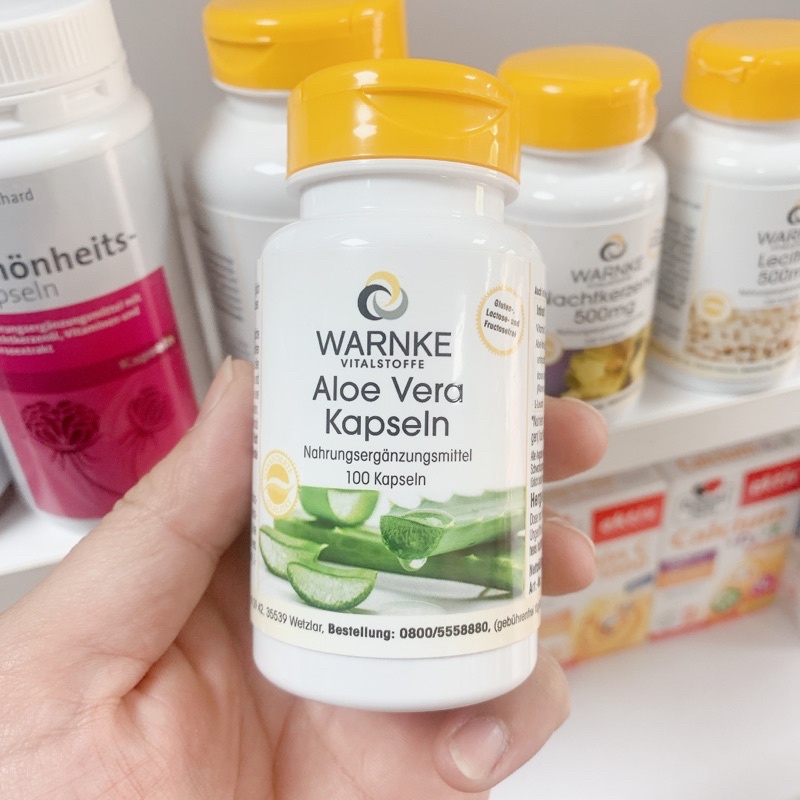 Viên uống cấp ẩm tăng sức đàn hồi, làm sáng da với chiết xuất Nha Đam Aloe Vera Warnke - Lọ 100 Viên