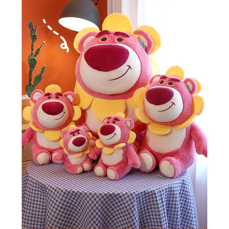 Gấu bông Gấu Dâu Lotso đeo hoa mềm mịn dễ thương