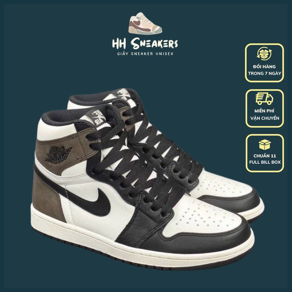 Giày Jordan cao cổ màu nâu đen hàng 11 cao cấp - Giày thể thao nam nữ Jordan cổ cao siêu hot 2022 Full Box