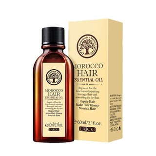 Tinh dầu morocco laikou nuôi dưỡng phục hồi tóc khô hư tổn dưỡng ẩm mượt mà 60ml