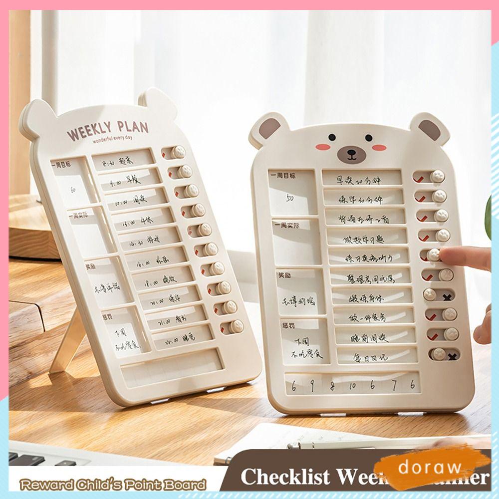 Doraw Bảng Kế Hoạch Hàng Ngày Bằng Nhựa Hình Gấu Hoạt Hình Ghi Chú Lập Kế Hoạch Kỳ Nghỉ