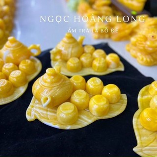 Bộ ấm trà bằng đá hoàng long - đá ngọc 0nyx