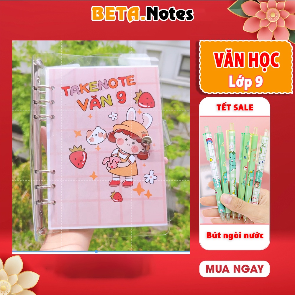 Sổ takenote Văn 9, sổ tay ghi chép văn 9, sổ lò xo bìa trong Beta, sổ còng đóng Binder làm sổ planner bullet journal