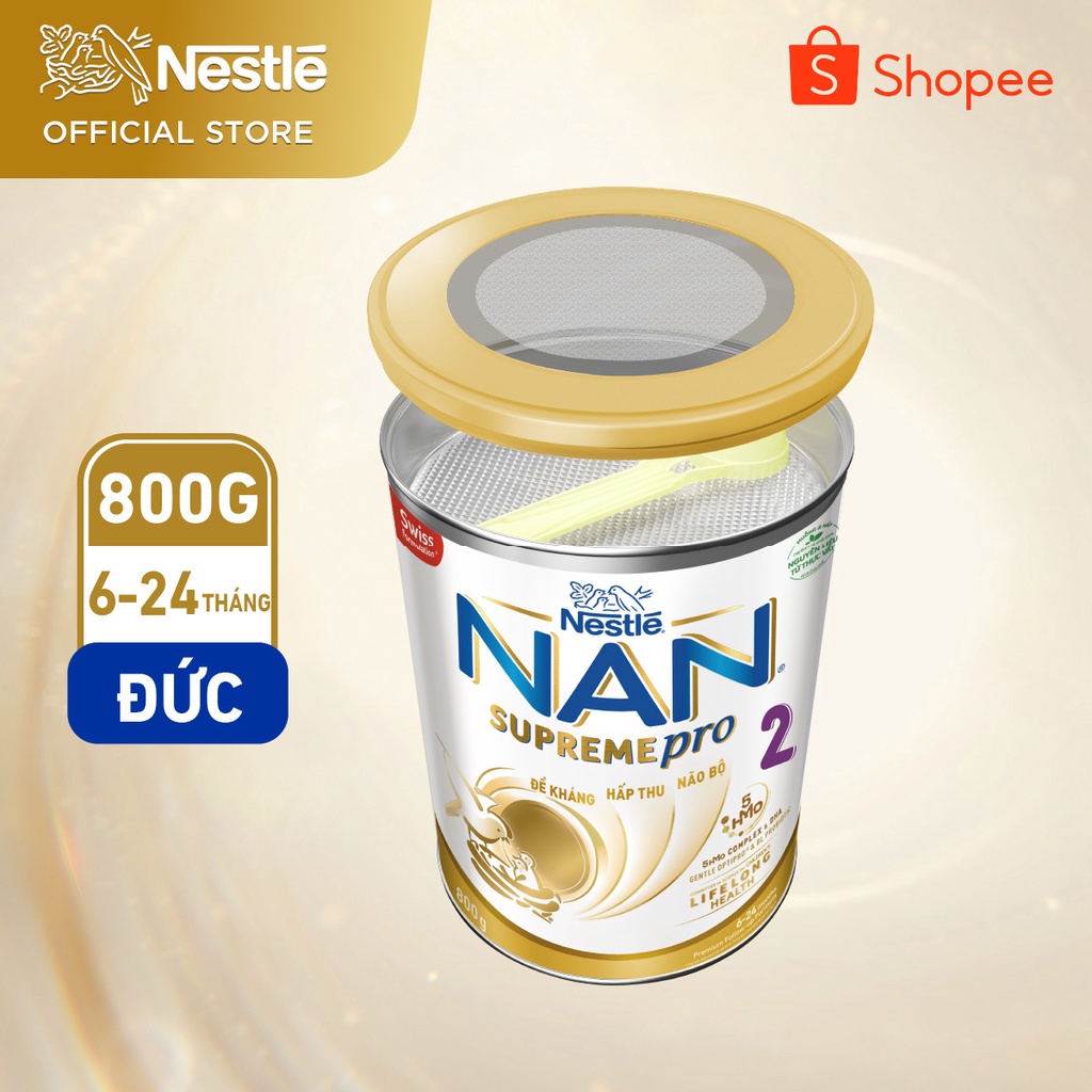 Sữa Bột Nestlé NAN SupremePro 2 lon 800g với 5HMO &amp; đạm Gentle Optipro nhập khẩu nguyên lon từ Đức