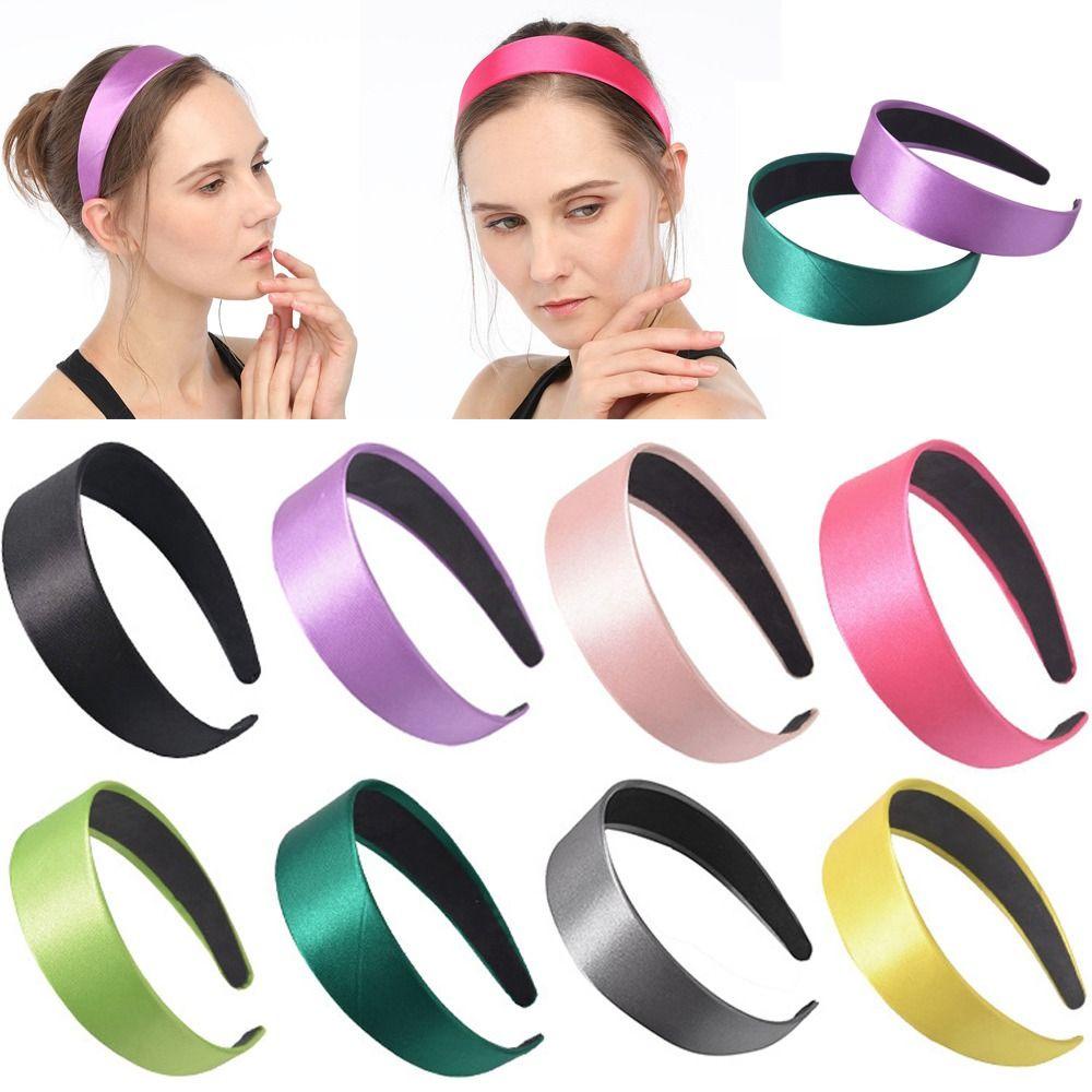 MAXG Băng Đô Cài Tóc Bằng Lụa Satin Bản Rộng Chống Trượt Cho Nữ