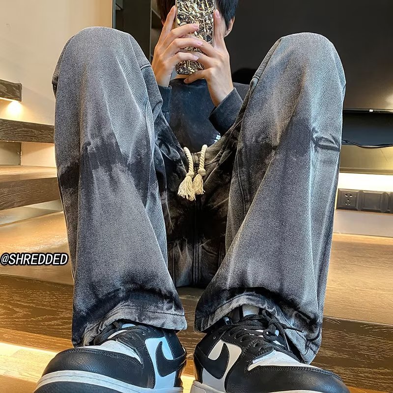 Quần Jean Dài Dáng Suông Ống Rộng Phong Cách Hiphop Mỹ Thời Trang Cho Nam
