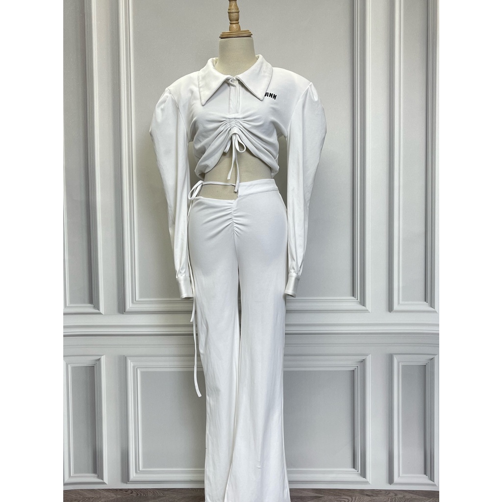 S1595 Set áo quần PANN Hàng hiệu chính hãng thời trang nữ màu trắng size S Secondhand thanh lý ký gửi