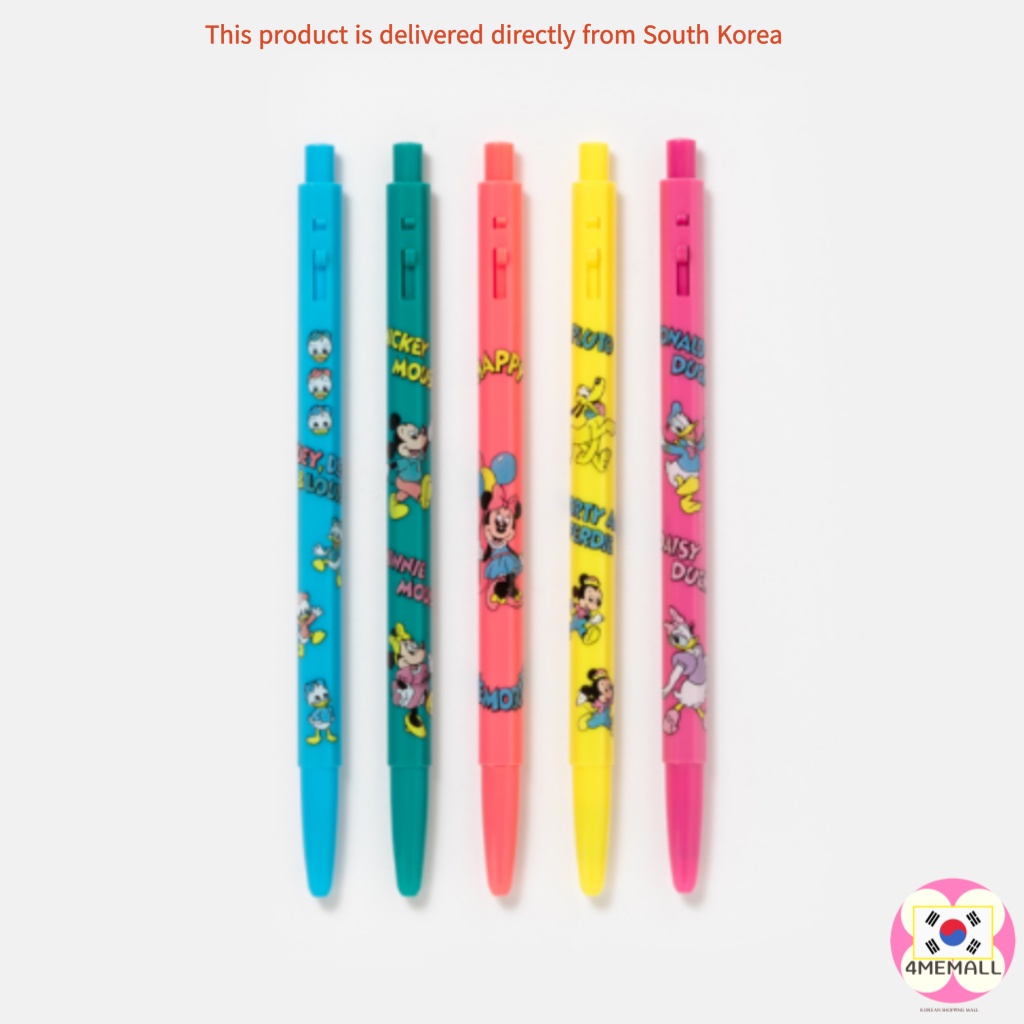 Bộ 5 bút bi / bút bi 0.5mm / xanh / đỏ / xanh / hồng _ mickey and friends