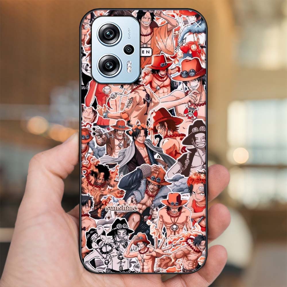 Ốp lưng Poco X4 GT viền đen in hình Ace One Piece