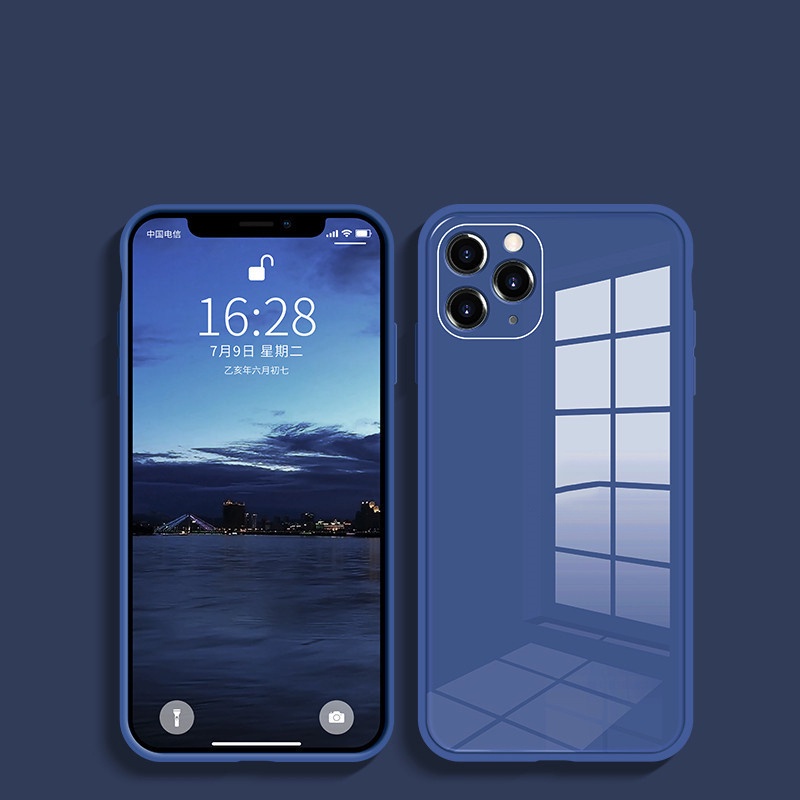 Ốp Điện Thoại Mặt Kính Cường Lực Viền Silicon Cho IPhone 6 6S 6S Plus 7 8 8plus Sự Bảo Vệ