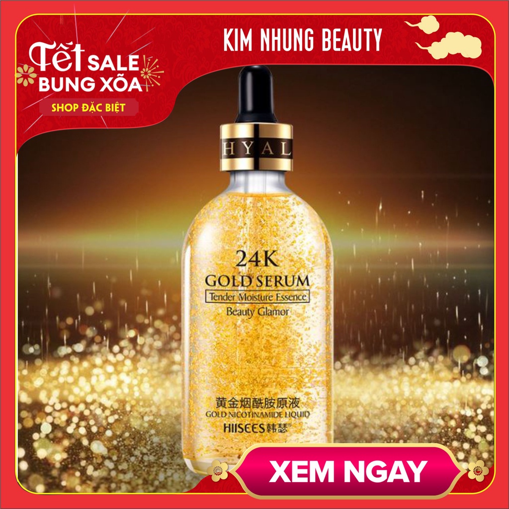 Serum Huyết thanh 24k Gold Face Làm trắng dưỡng ẩm chống lão hóa Chống nhăn Da mụn Thu nhỏ lỗ chân lông