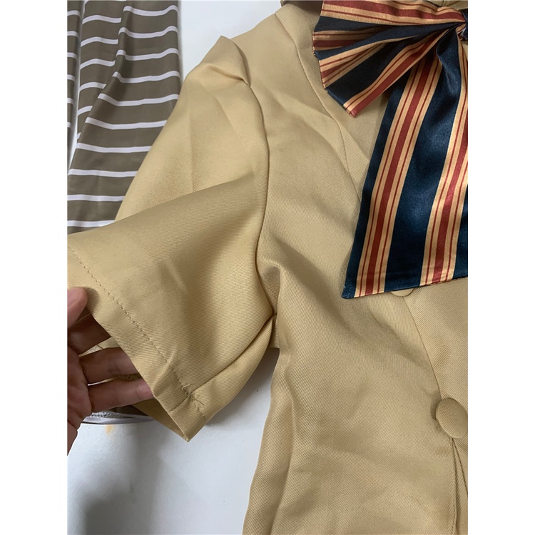M3GAN Cosplay Dress For Kids Girl Adult Women Khaki Long Sleeve Shirt with Bowtie AI Doll Robot Costume Outfits