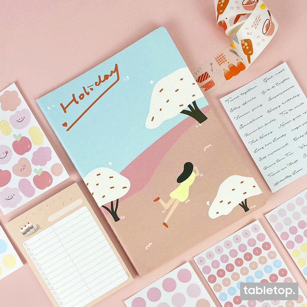 Vở/ Sổ kẻ ngang size lớn B5  Pastel Floral - bìa giấy in hình hoa/ floral nữ tính và siêu dễ thương