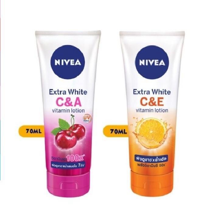 Tặng 1 móc khóa - Sữa Dưỡng Thể Trắng Da Nivea Extra White C&E Hoặc C&A Vitamin Lotion 70ml