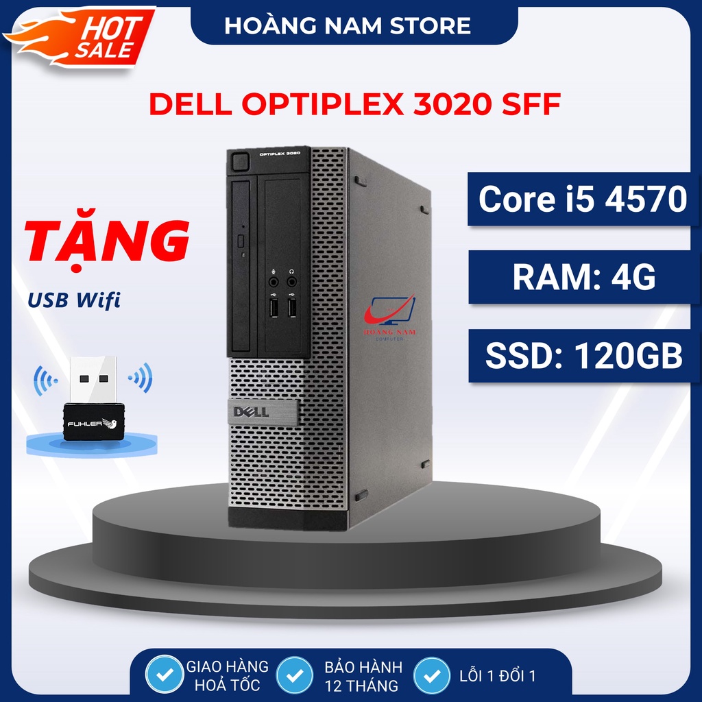 Máy Tính Để Bàn ⚡️Freeship⚡️ PC Đồng Bộ Dell Optiplex 3020 Core i5 4570/Ram 4G /SSD 120GB - Tặng USB Wifi - BH 12T