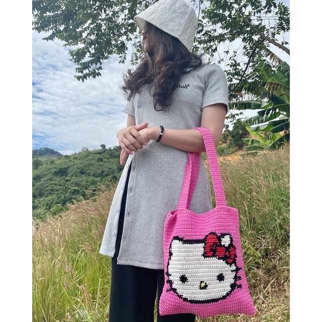 túi Hello Kitty len Hồng