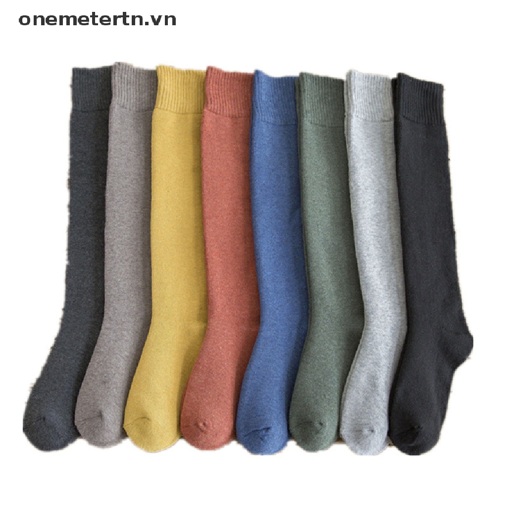 Vớ Nhung Dày Cổ Cao Màu Trơn Phong Cách Harajuku Thời Trang Mùa Đông Cho Nữ