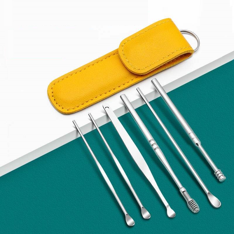 Bộ ráy tai 6 món bằng thép không gỉ KÈM BAO DA