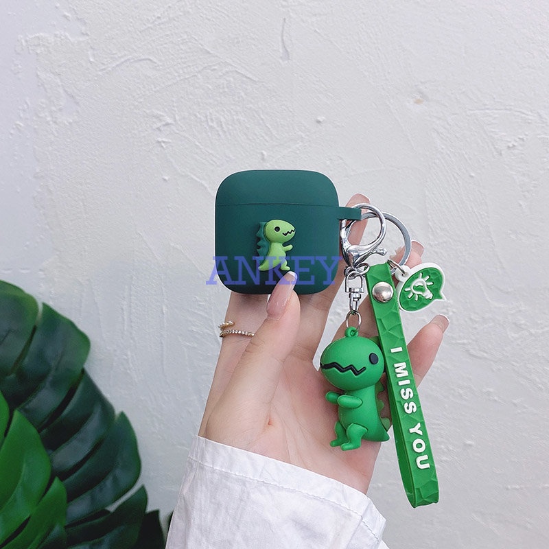 JBL TUNE FLEX / 225 220 215 / Tour Pro Plus / CLUB PRO+ Case Cute Dinosaur Cartoon Earaphone case funny dinosaur Silicone Protect hearphone box cover with keychain Accessories