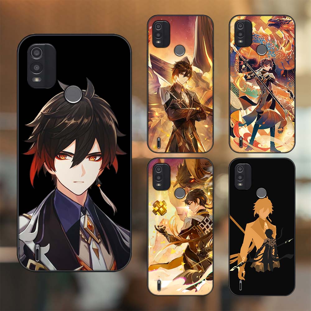 Ốp lưng Nokia C21 Plus viền đen in hình Zhongli Genshin Impact