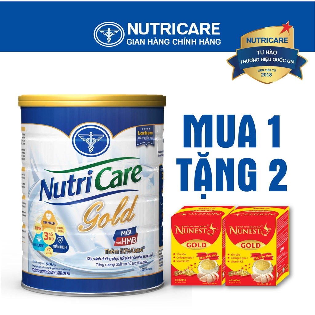 Sữa bột NutriCare Gold dinh dưỡng cho người lớn tuổi 900g