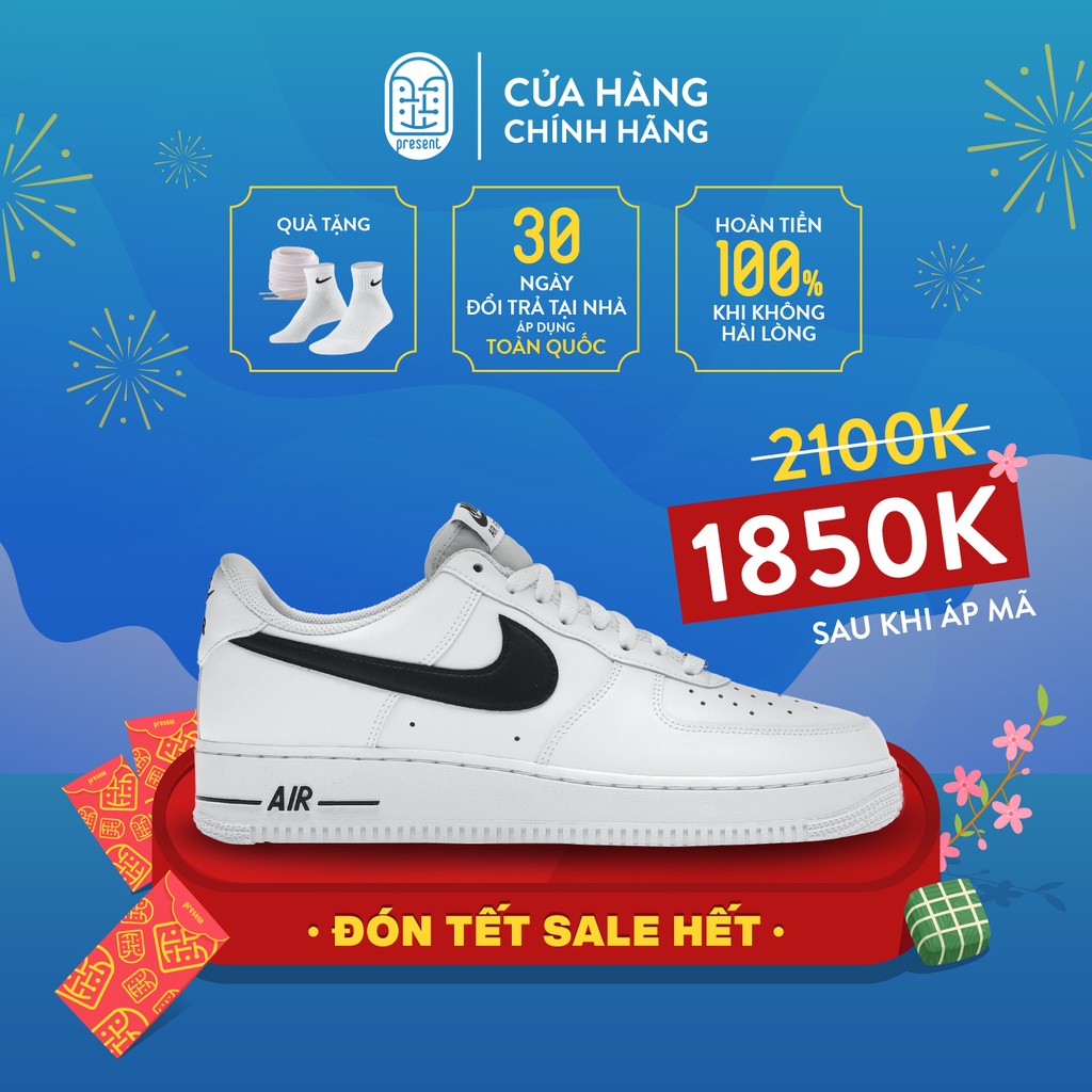 Giày air force 1 chính hãng cho nam nữ, af1 black white real fullbox Present Original Sneakers