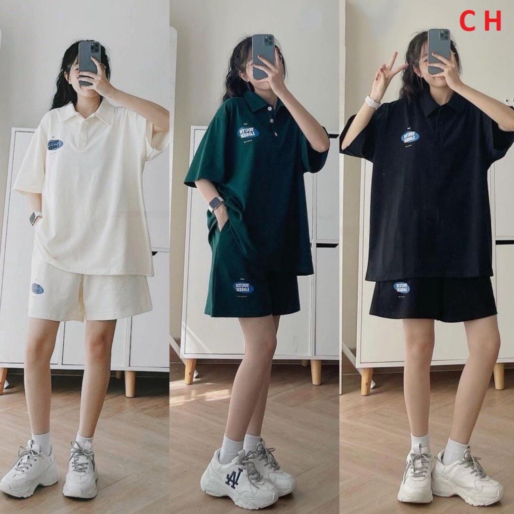 Set bộ nữ ngắn tay mùa hè in logo YOUTH,bộ nữ chất cotton su thoáng mát mặc hàng ngày