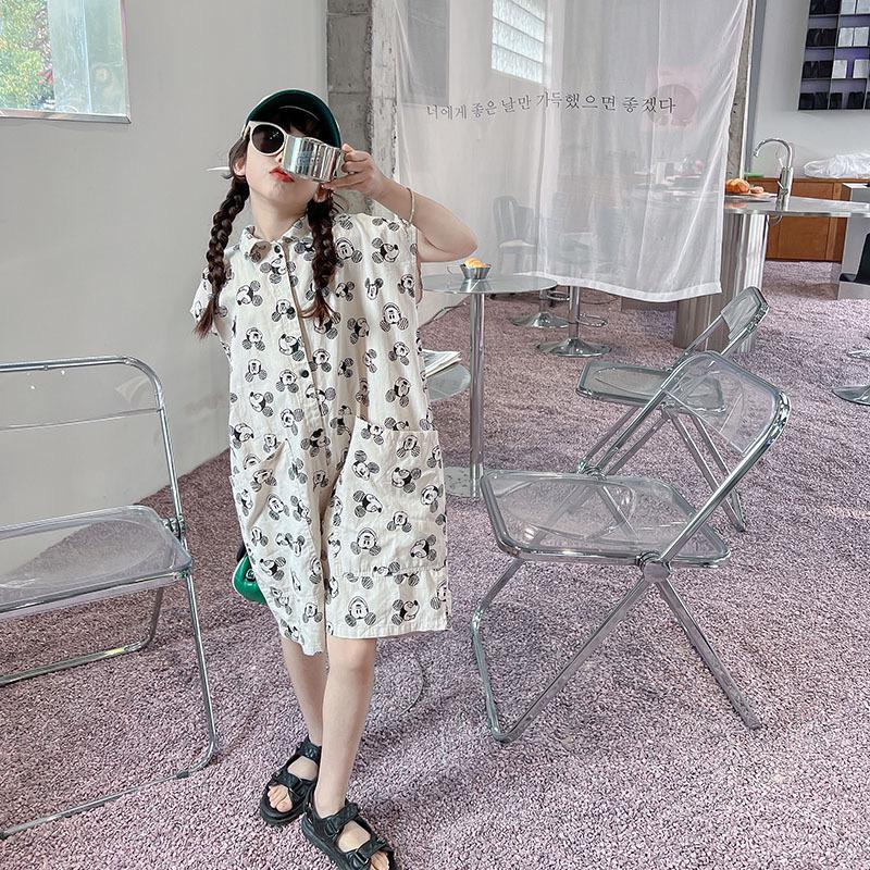 Jum bé gái ống cộc mickey J013 sz 120-160, (FOM TO) jum cổ bẻ chất thô mềm, thời trang siêu cá tính cho bé xuân hè 2023
