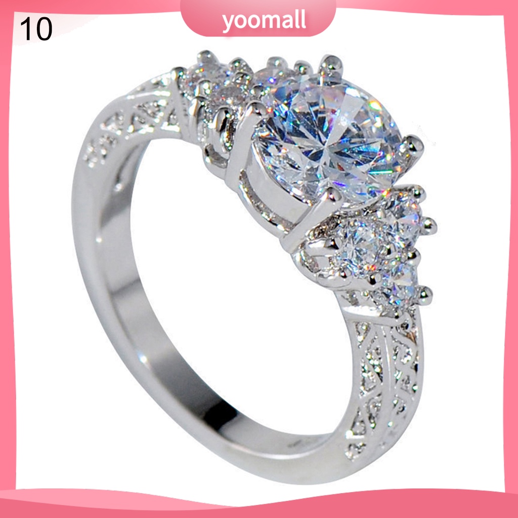 Nhẫn Đính Hôn Đính Đá Zircon Sang Trọng Cho Nữ