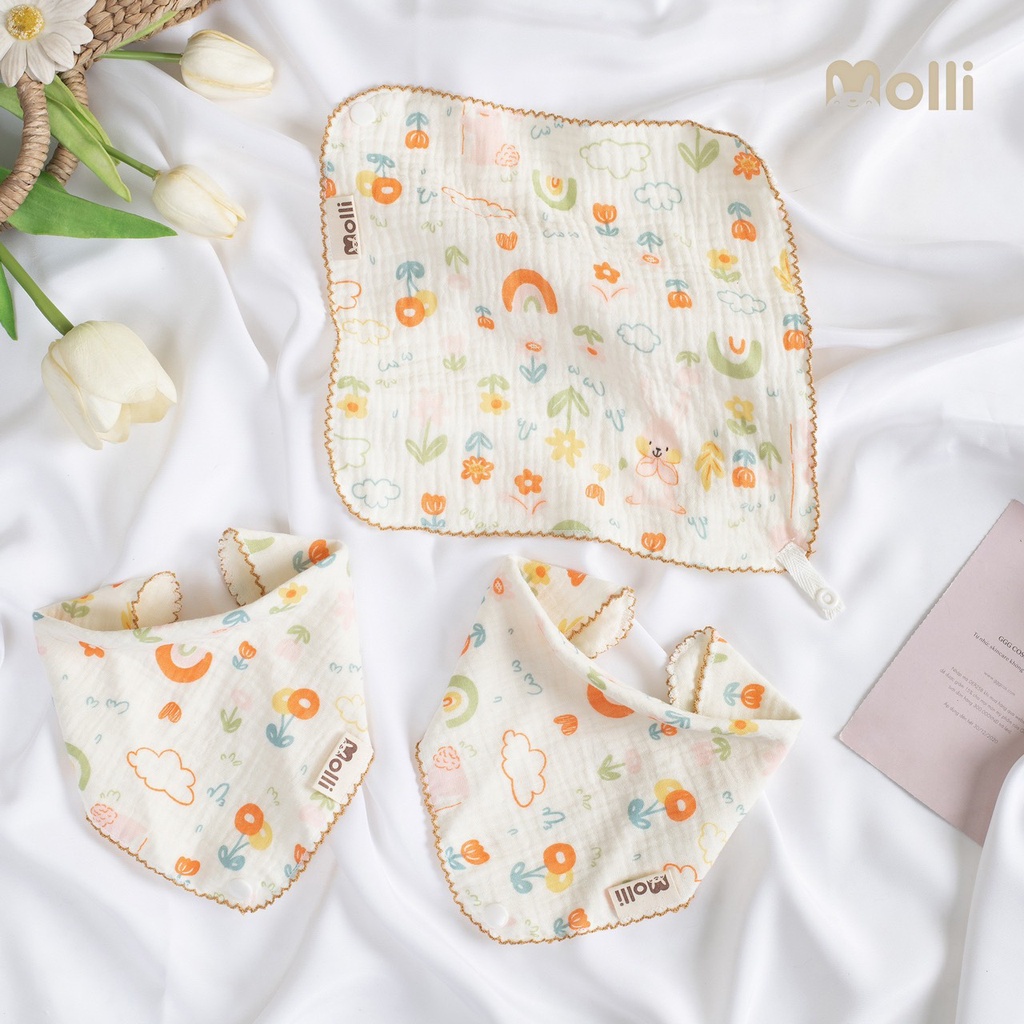 Set 3 Khăn sữa / yếm  xô 4 lớp kt 28*28cm cho bé