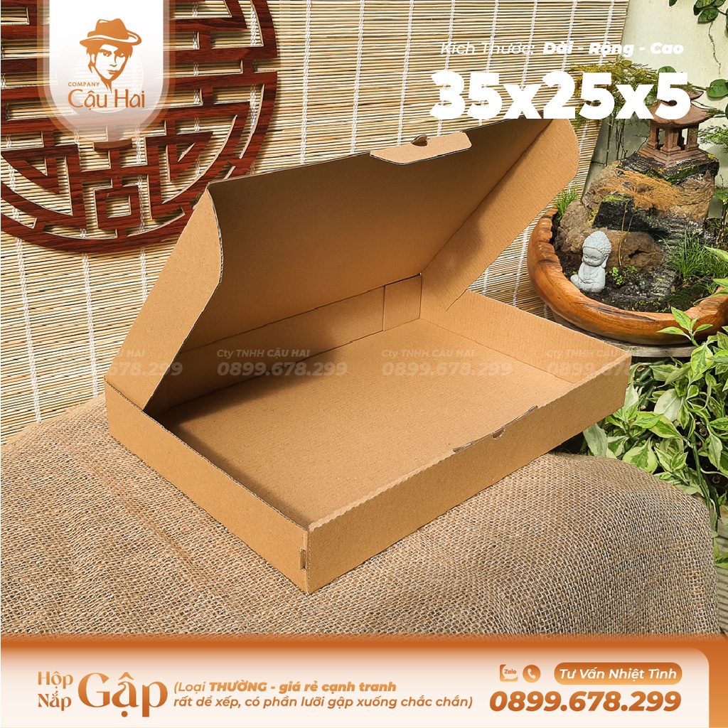 Set 50 hộp carton nắp GẬP 35x25x5
