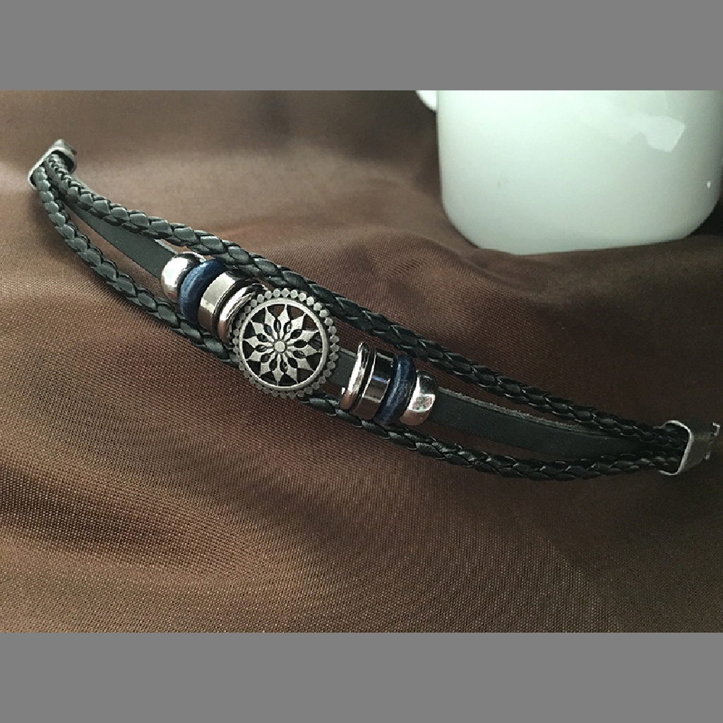 Vòng Tay Da PU Bản To Đính Mặt Hình Vô Cực Phong Cách Punk Cá Tính