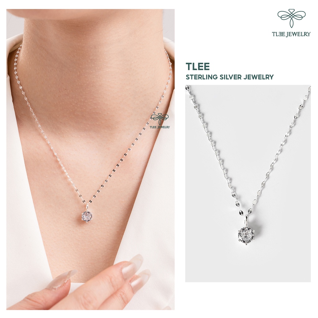 Dây chuyền bạc nữ TLEE mix mặt nụ đá sáng lấp lánh TleeJewelry D0123